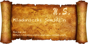 Mladoniczki Semjén névjegykártya